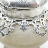 Victorian Sterling Silver Frosted Glass Ink Pot Antique 1850 London Charles Fox