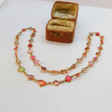 9ct Gold Modernist Multi Gemstone Set Necklace Vintage c1980 15.8" 40cm