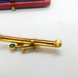 Edwardian 15ct Yellow Gold, Seed Pearl & Turquoise Floral Brooch c1910 Antique