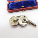Egyptian Sterling Silver Colourful Enamel Scarab Beetle Cufflinks c1920 Antique