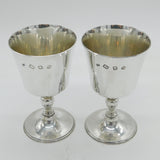 Mappin & Webb Pair of Sterling Silver Wine Goblets Vintage 1973 London
