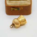 9ct Yellow Gold Scottish Thistle Charm Pendant Vintage 1955 London