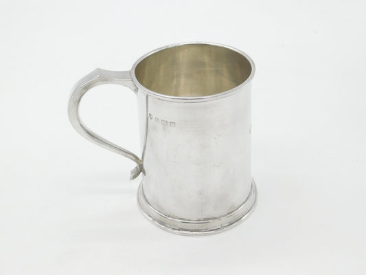 Sterling Silver Half-Pint Tankard 'Oh! Joy' Engraved 1914 Birmingham Antique