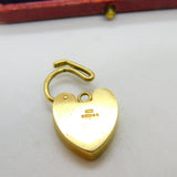 9ct Yellow Gold Floral Pattern Heart Lock Charm Bracelet Clasp 1968 London