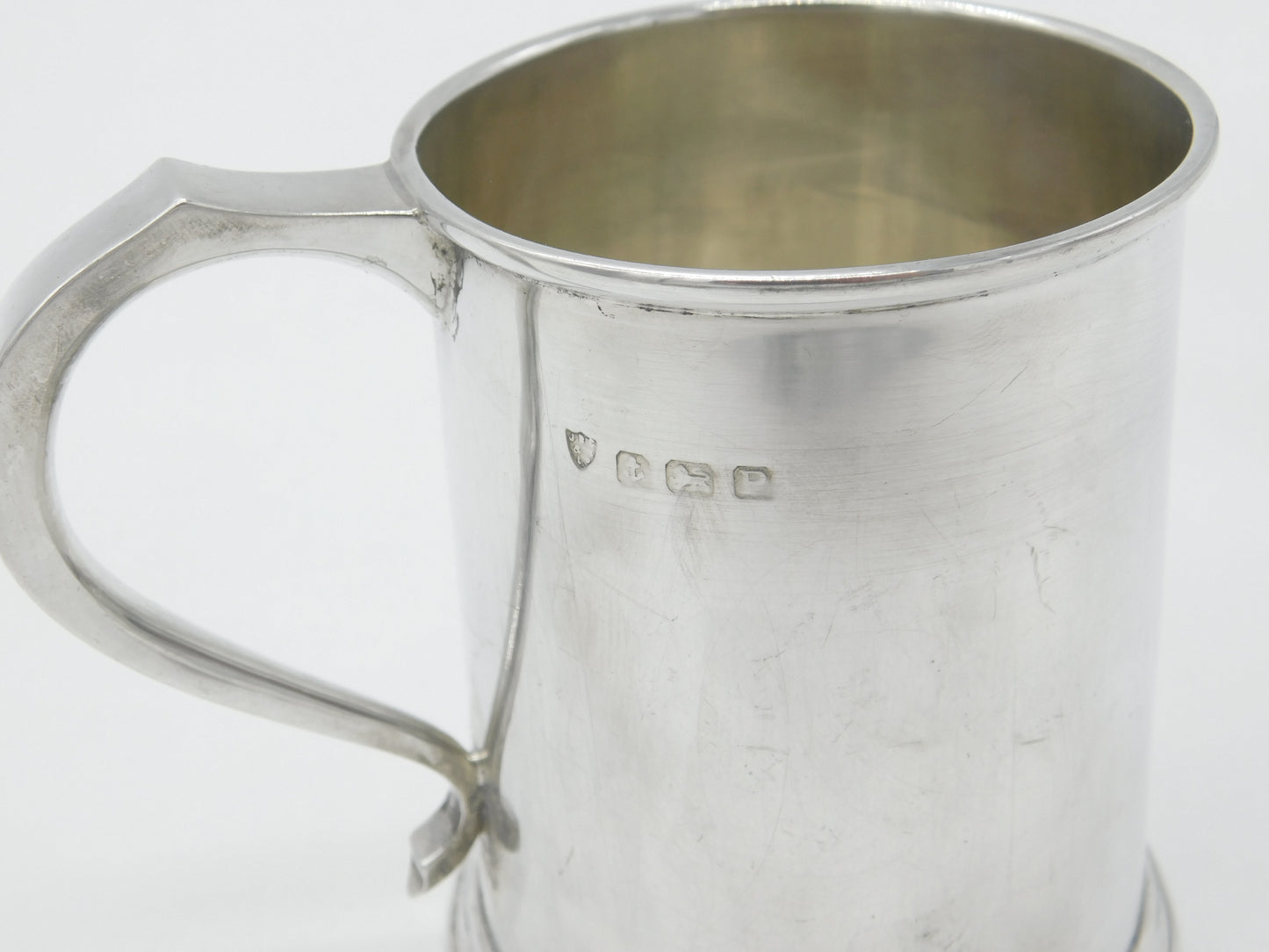 Sterling Silver Half-Pint Tankard 'Oh! Joy' Engraved 1914 Birmingham Antique