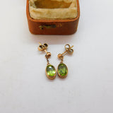 Edwardian 9ct Rose Gold & Peridot Set Drop Stud Earrings c1910 Antique