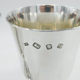 Mappin & Webb Pair of Sterling Silver Wine Goblets Vintage 1973 London