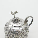 Anglo-Indian Sterling Silver Spice Pot Elephant, Chicken, Snake Antique c1910