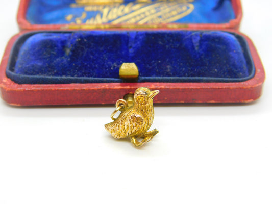 9ct Yellow Gold Little Sparrow Bird Charm or Pendant Vintage c1970