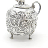 Anglo-Indian Sterling Silver Spice Pot Elephant, Chicken, Snake Antique c1910