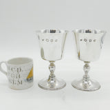 Mappin & Webb Pair of Sterling Silver Wine Goblets Vintage 1973 London