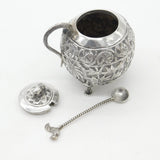 Anglo-Indian Sterling Silver Spice Pot Elephant, Chicken, Snake Antique c1910