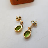 Edwardian 9ct Rose Gold & Peridot Set Drop Stud Earrings c1910 Antique