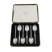 Art Deco Boxed Set of Sterling Silver Corinthian Column Teaspoons Antique