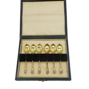 Art Deco Boxed Set of Sterling Silver Gilt Teaspoons Antique 1947 Birmingham
