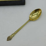 Art Deco Boxed Set of Sterling Silver Gilt Teaspoons Antique 1947 Birmingham