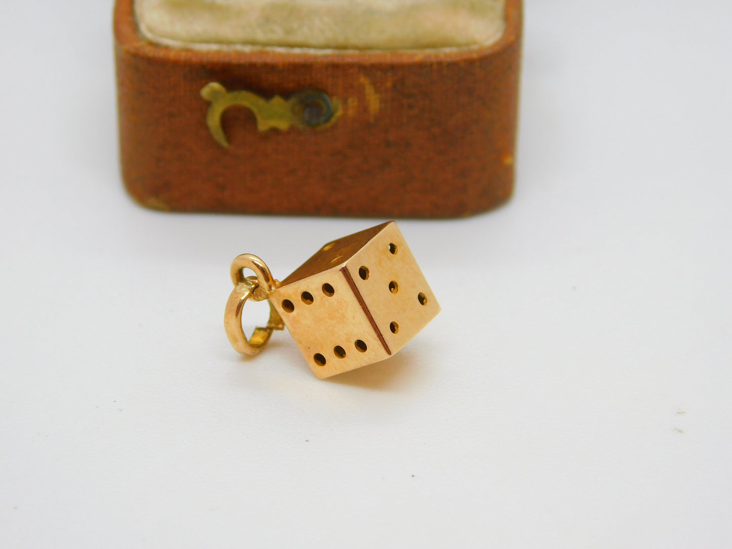 18ct Yellow Gold Lucky Dice Charm Pendant Vintage c1980