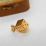 18ct Yellow Gold Lucky Dice Charm Pendant Vintage c1980