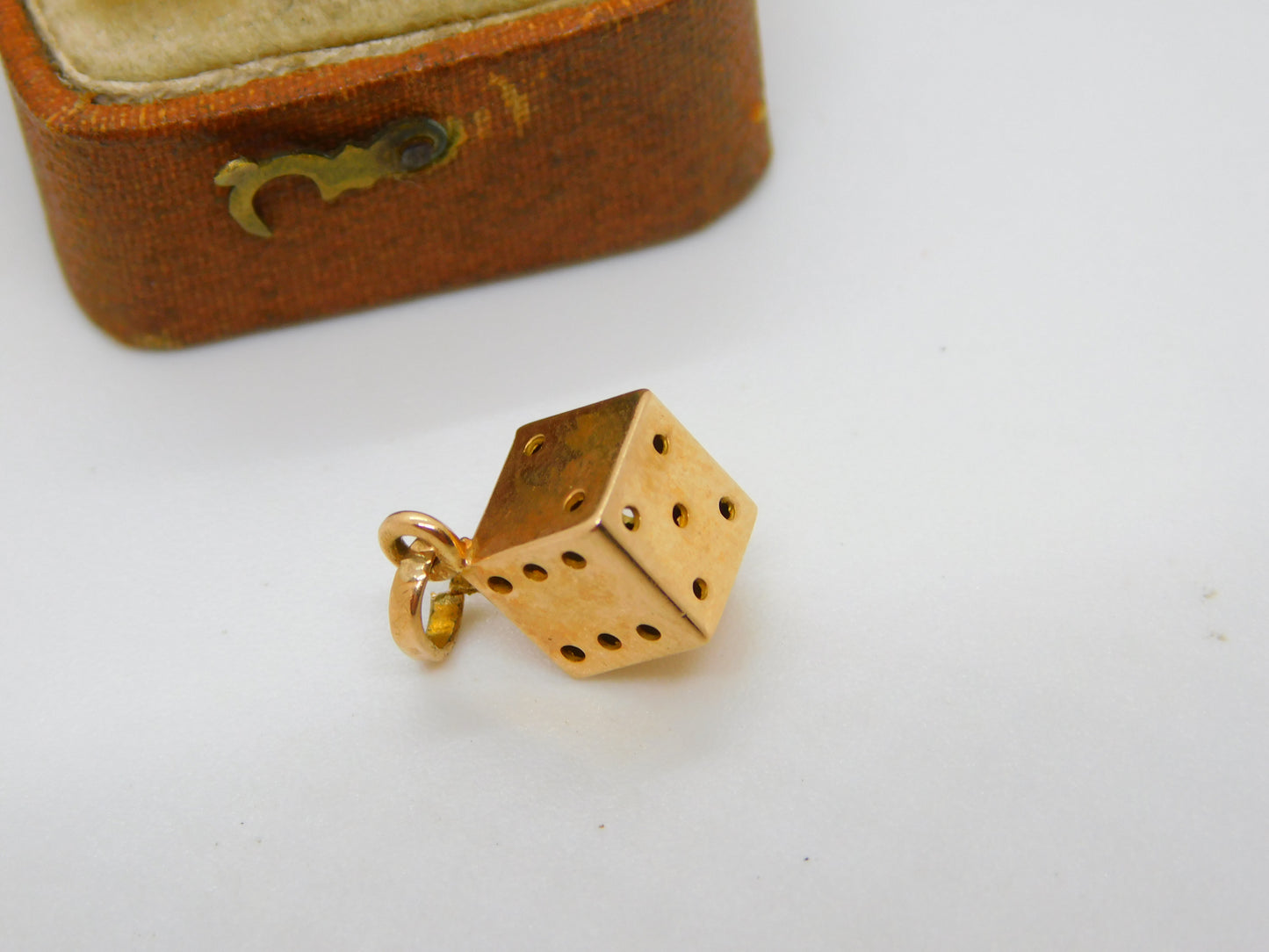 18ct Yellow Gold Lucky Dice Charm Pendant Vintage c1980