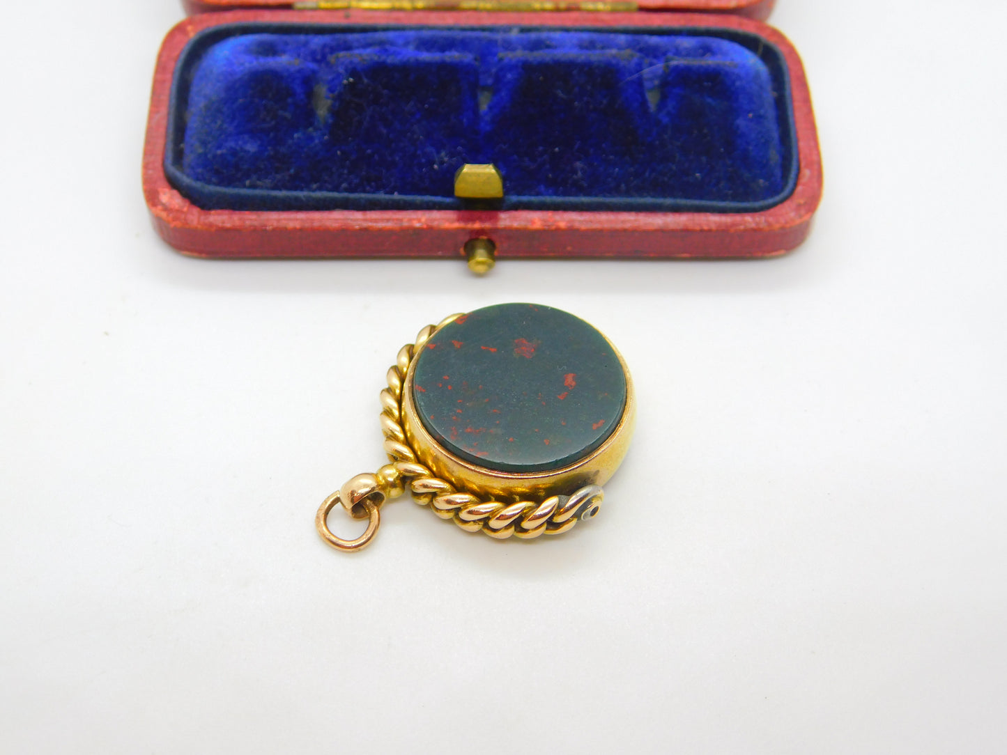 Victorian 15ct Yellow Gold, Bloodstone & Carnelian Spinner Fob 1889 Birmingham