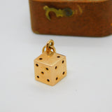 18ct Yellow Gold Lucky Dice Charm Pendant Vintage c1980