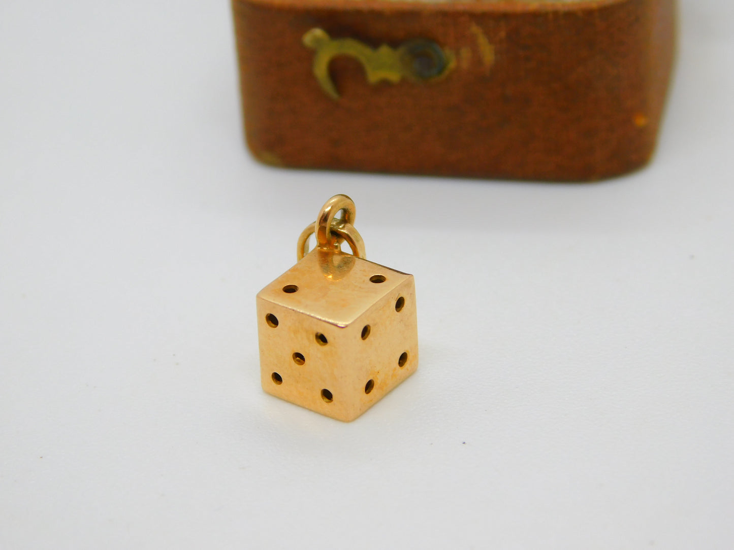 18ct Yellow Gold Lucky Dice Charm Pendant Vintage c1980