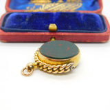 Victorian 15ct Yellow Gold, Bloodstone & Carnelian Spinner Fob 1889 Birmingham