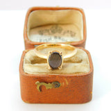 14ct Yellow Gold Cat's Eye Set Solitaire Ring Vintage c1980 Size L UK