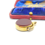 Victorian 15ct Yellow Gold, Bloodstone & Carnelian Spinner Fob 1889 Birmingham