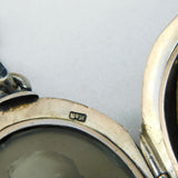 Victorian Sterling Silver & Black Enamel Mourning Locket Necklace Antique c1880s