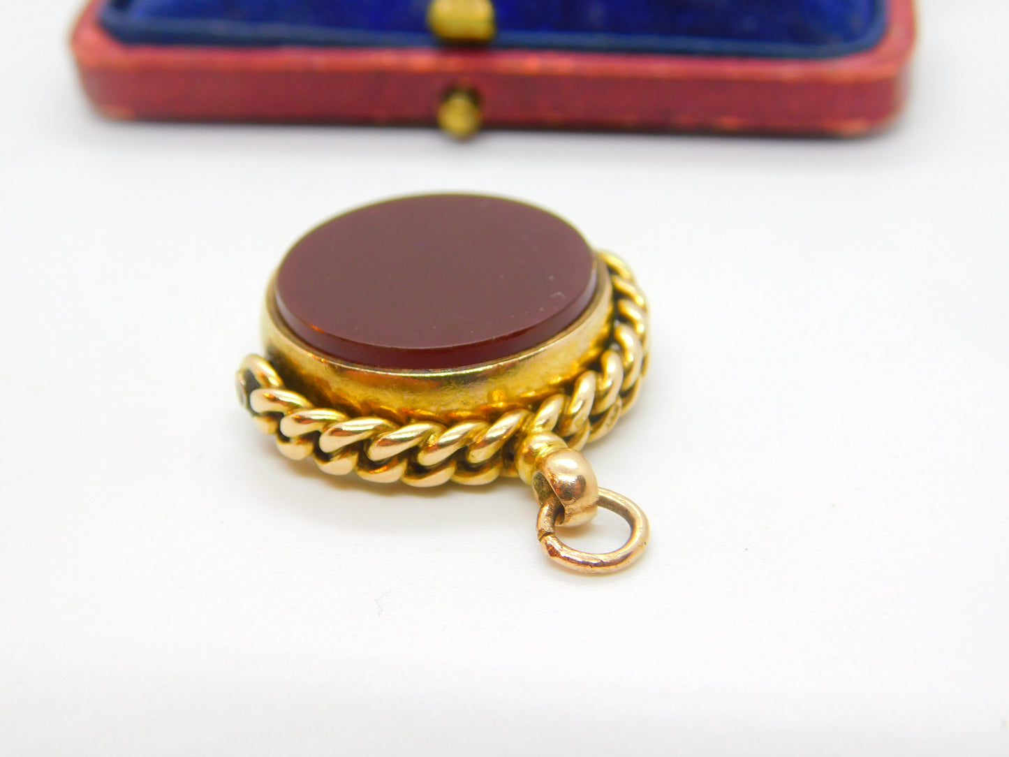 Victorian 15ct Yellow Gold, Bloodstone & Carnelian Spinner Fob 1889 Birmingham