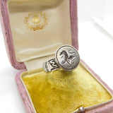 Georgian Sterling Silver Seal Stamp Signet Ring with Lion Intaglio Antique c1790