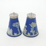Pair of Edwardian Sterling Silver & Wedgwood Jasperware Shakers Antique 1904