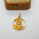 9ct Yellow Gold St Christoper Saint of Travel Charm Pendant 1956 Vintage