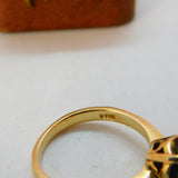 14ct Yellow Gold Cat's Eye Set Solitaire Ring Vintage c1980 Size L UK