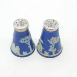 Pair of Edwardian Sterling Silver & Wedgwood Jasperware Shakers Antique 1904