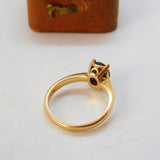 14ct Yellow Gold Cat's Eye Set Solitaire Ring Vintage c1980 Size L UK