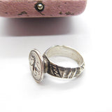 Georgian Sterling Silver Seal Stamp Signet Ring with Lion Intaglio Antique c1790