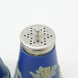 Pair of Edwardian Sterling Silver & Wedgwood Jasperware Shakers Antique 1904