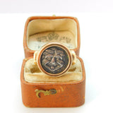 Victorian 18ct Gold Ancient Greek 400BC Mysia Hemidrachm Coin Signet Ring c1890