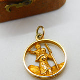 9ct Yellow Gold St Christoper Saint of Travel Charm Pendant 1956 Vintage