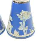 Pair of Edwardian Sterling Silver & Wedgwood Jasperware Shakers Antique 1904