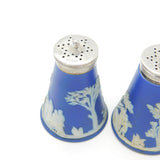 Pair of Edwardian Sterling Silver & Wedgwood Jasperware Shakers Antique 1904