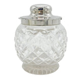 Hukin & Heath Sterling Silver Mounted Cut Glass Biscuit Barrel Antique 1942 Birmingham