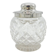 Hukin & Heath Sterling Silver Mounted Cut Glass Biscuit Barrel Antique 1942 Birmingham