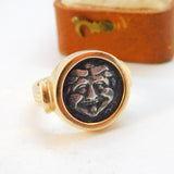 Victorian 18ct Gold Ancient Greek 400BC Mysia Hemidrachm Coin Signet Ring c1890