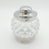 Hukin & Heath Sterling Silver Mounted Cut Glass Biscuit Barrel Antique 1942 Birmingham