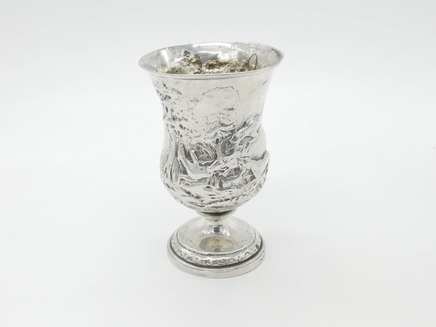 Georgian Sterling Silver Boar Hunt Pattern Goblet or Chalice 1809 London Antique