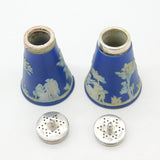 Pair of Edwardian Sterling Silver & Wedgwood Jasperware Shakers Antique 1904