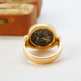 Victorian 18ct Gold Ancient Greek 400BC Mysia Hemidrachm Coin Signet Ring c1890